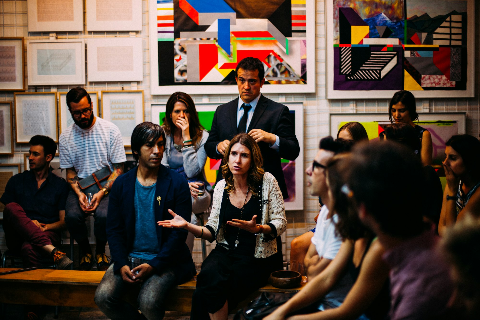 A group gathered in a room for a collaborative discussion.